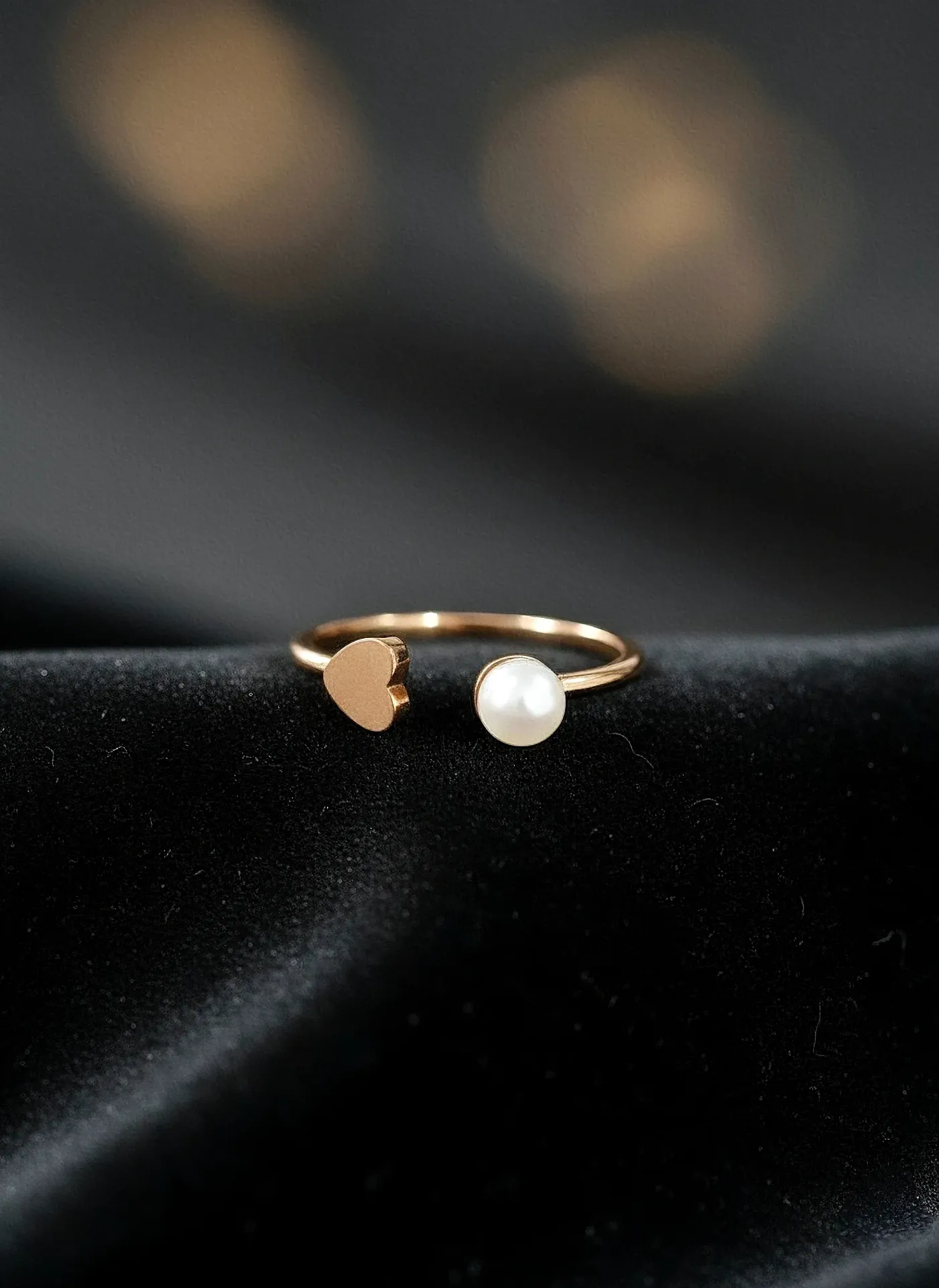 Heart & Pearl Adjustable Ring