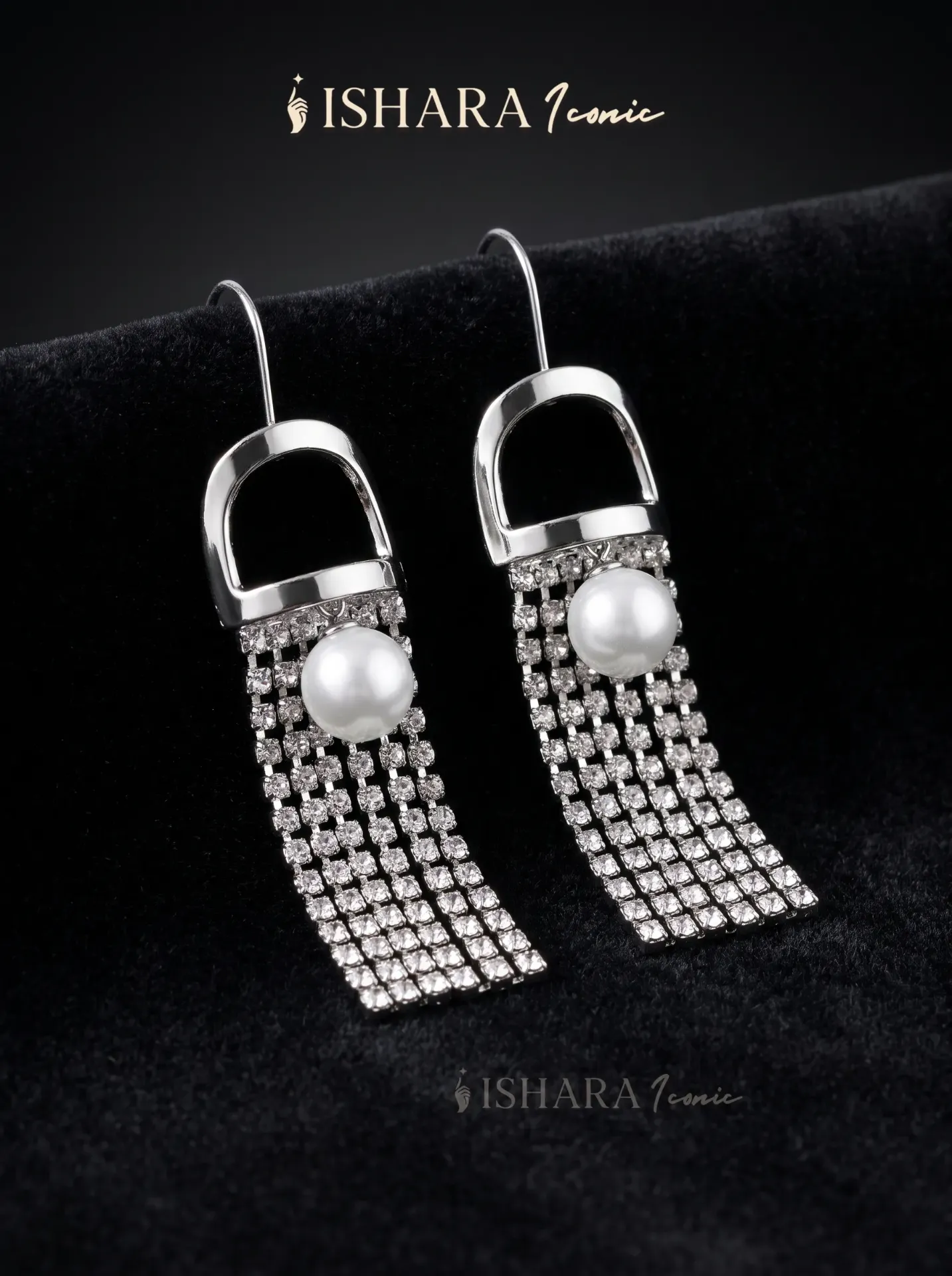 Crystal Fringe & Pearl Statement Drop Earrings