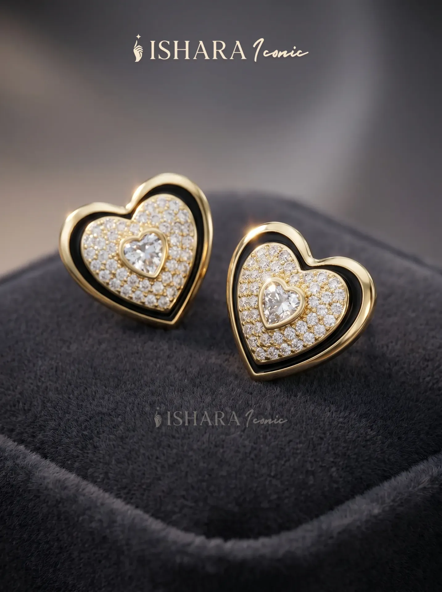 Pavé Crystal & Enamel Heart Studs