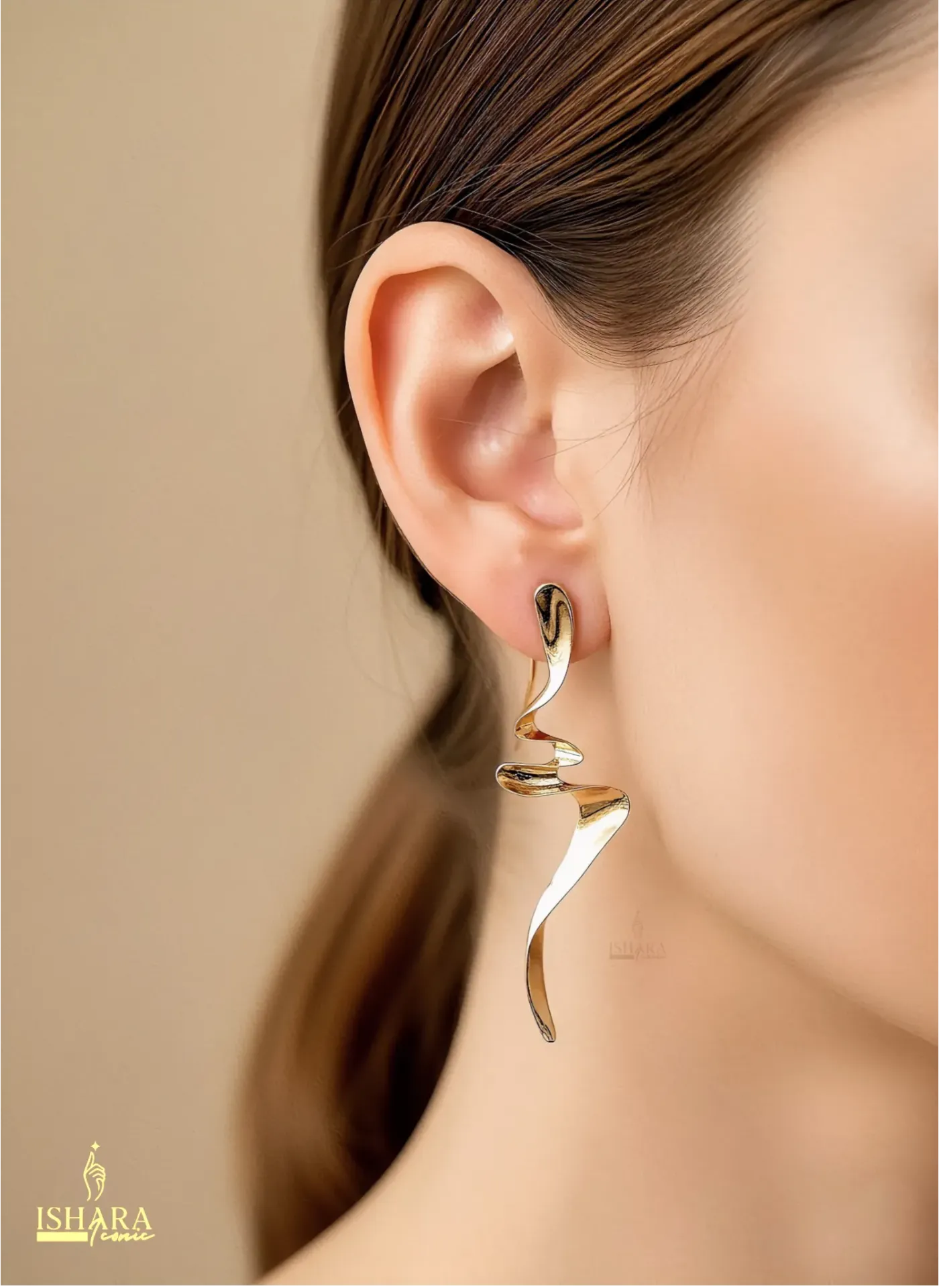 striking pair of abstract wave drop earrings