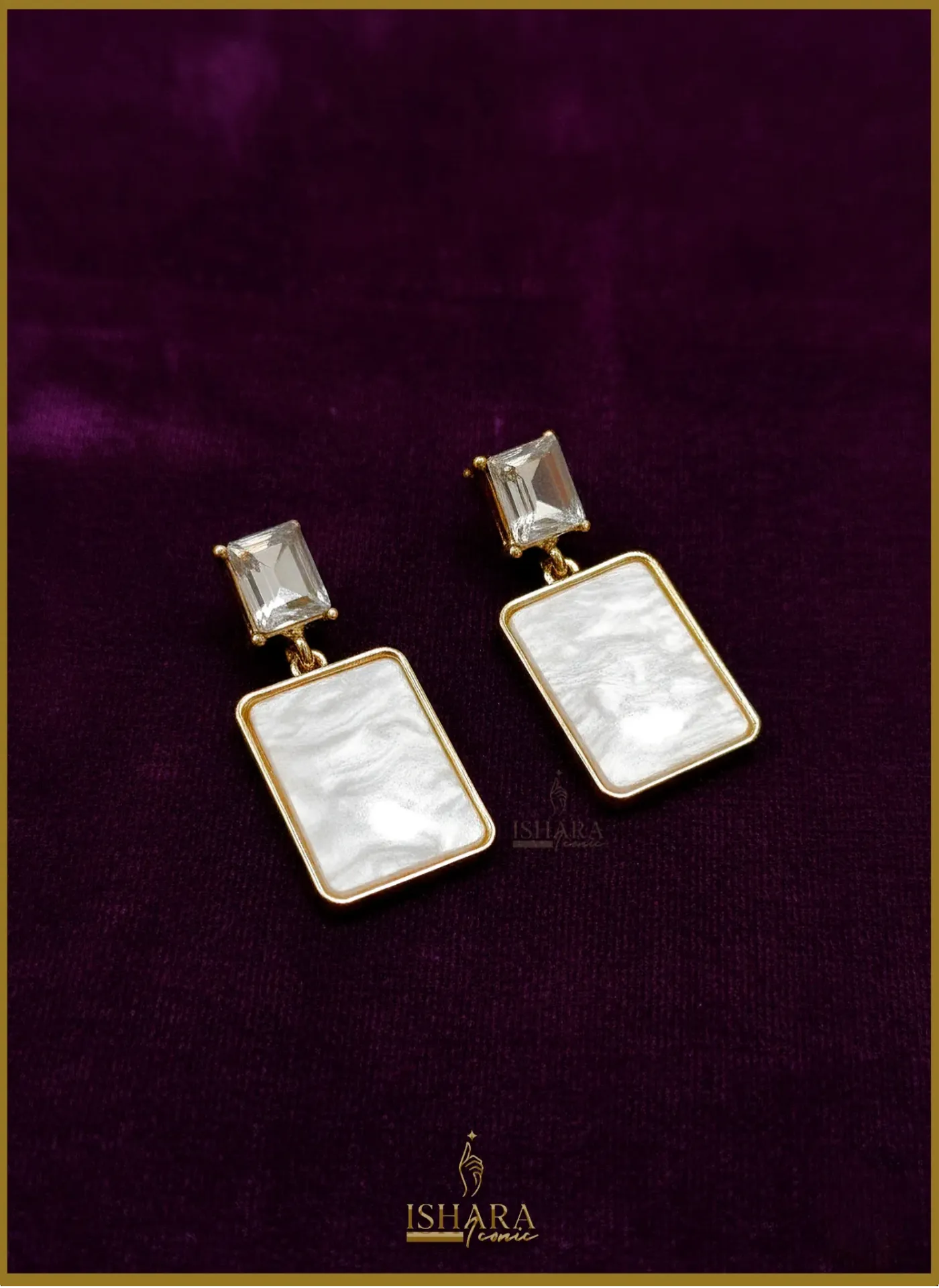 Geometric Dimond and Mother Of Perl drop earrings