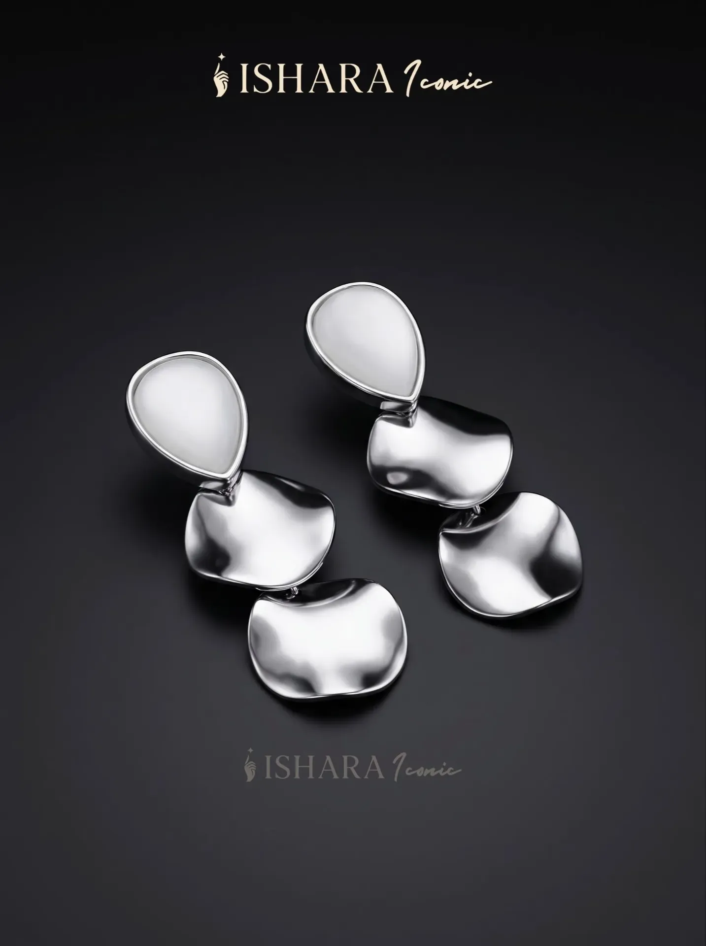 Drop Silver Disc Drop Earings