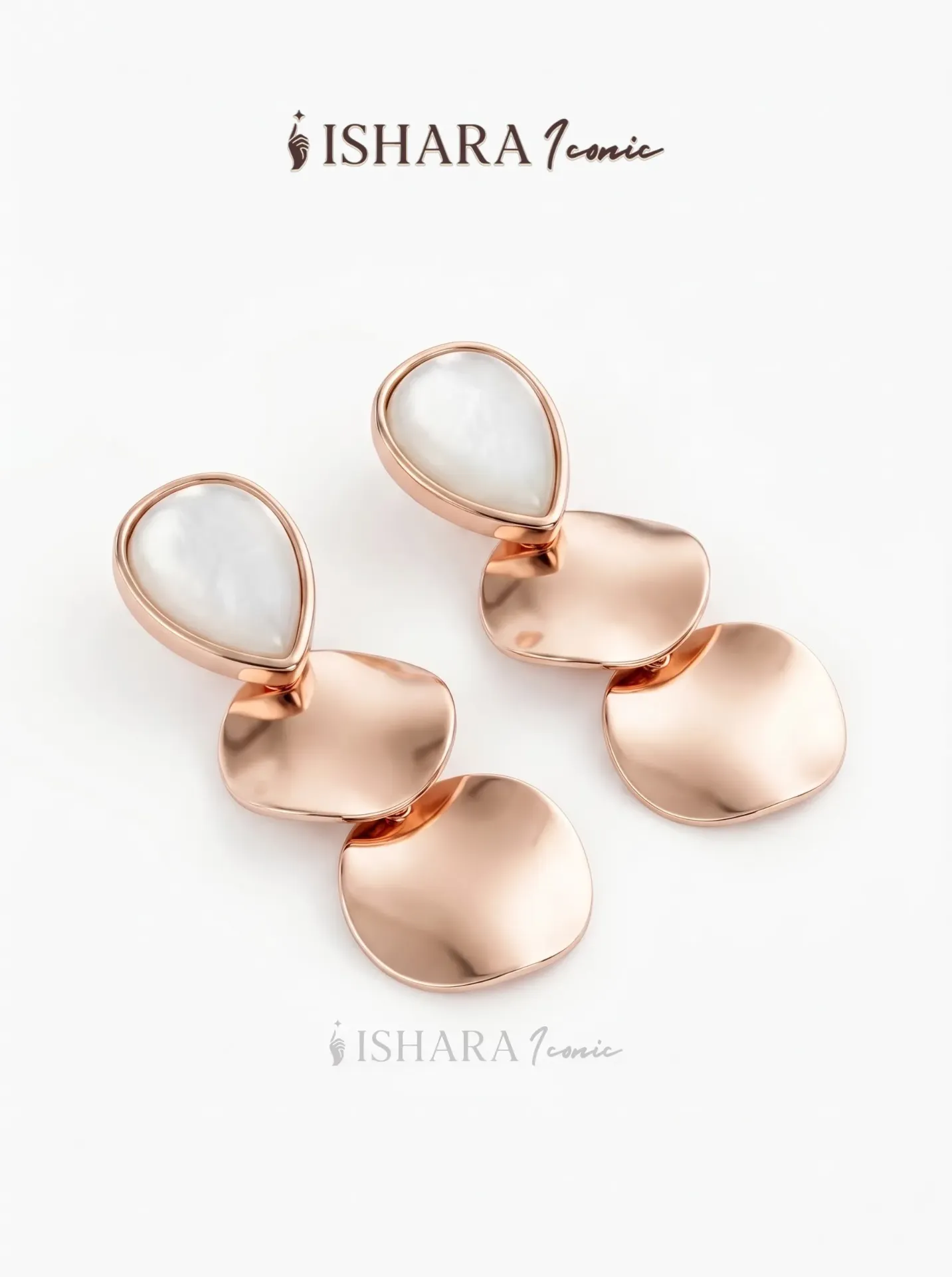 Drop Rose Gold Disc Drop Earings