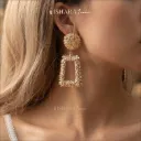 Rectangle Textured Geometric Drop Earrings