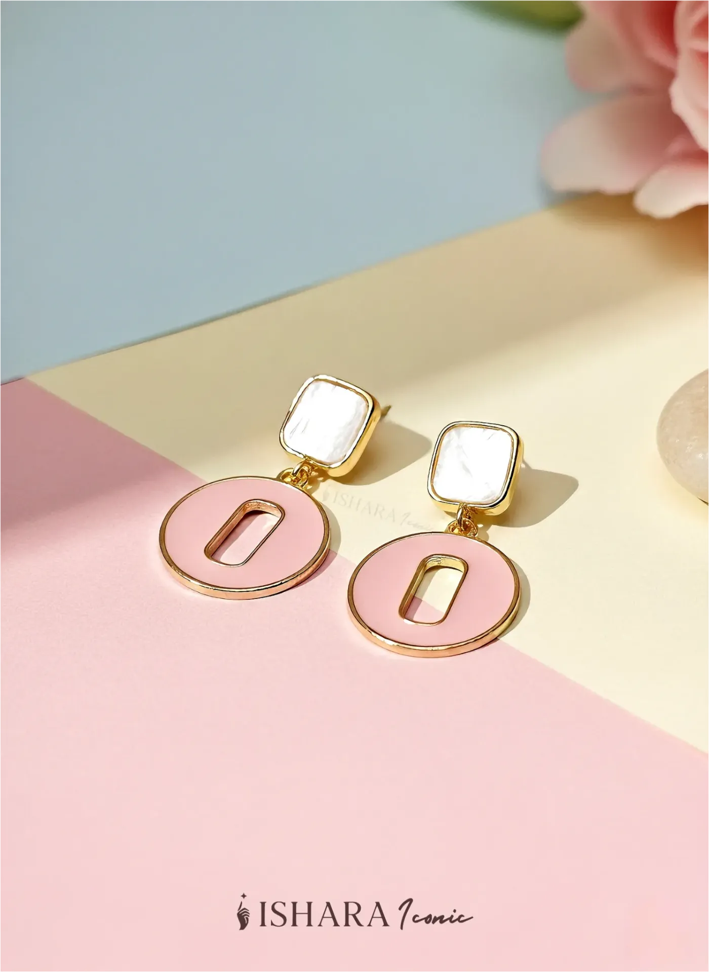 Pastel Pink Italian Enamel Earings