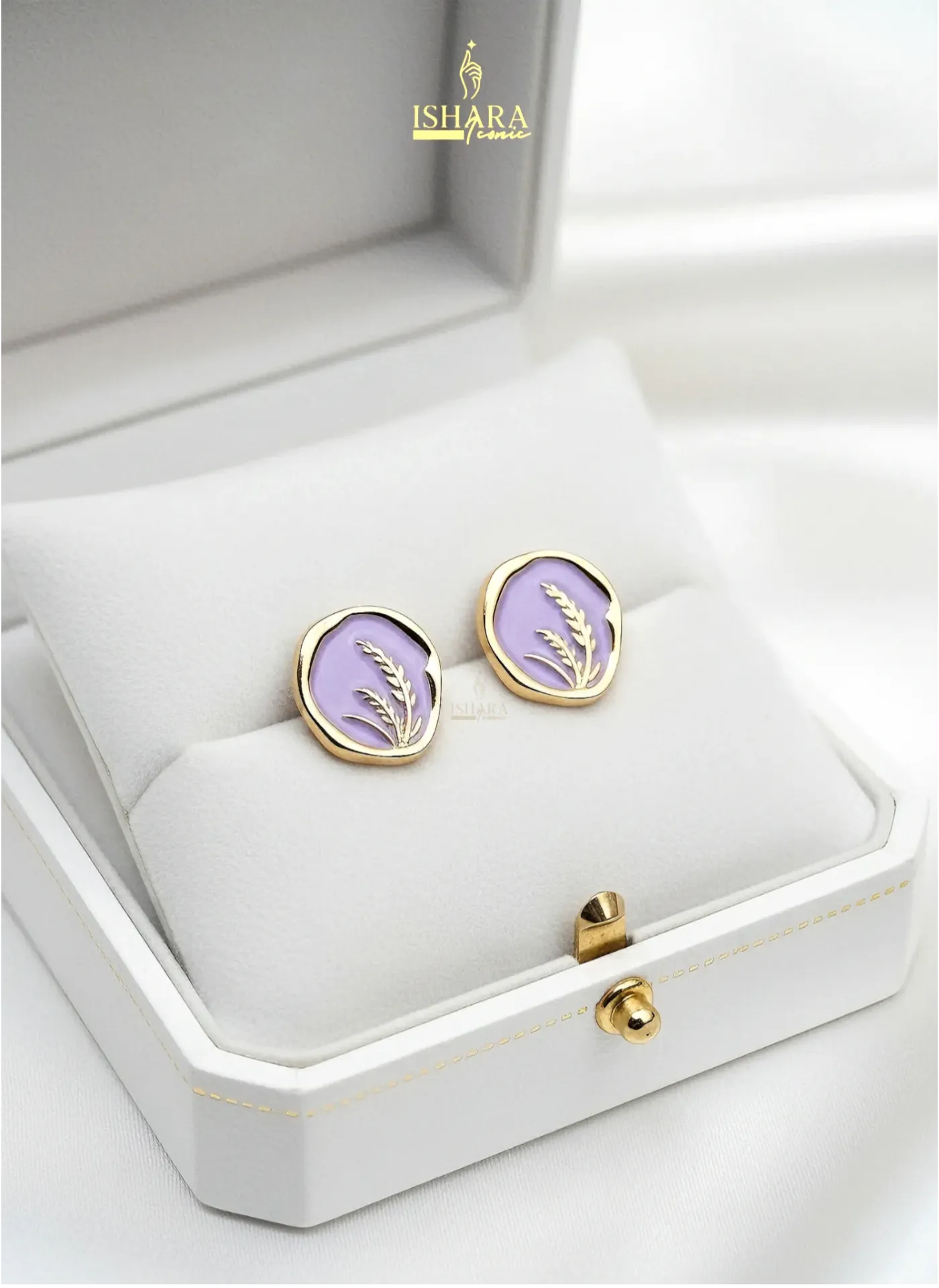 Levender Enamel Round Earrings