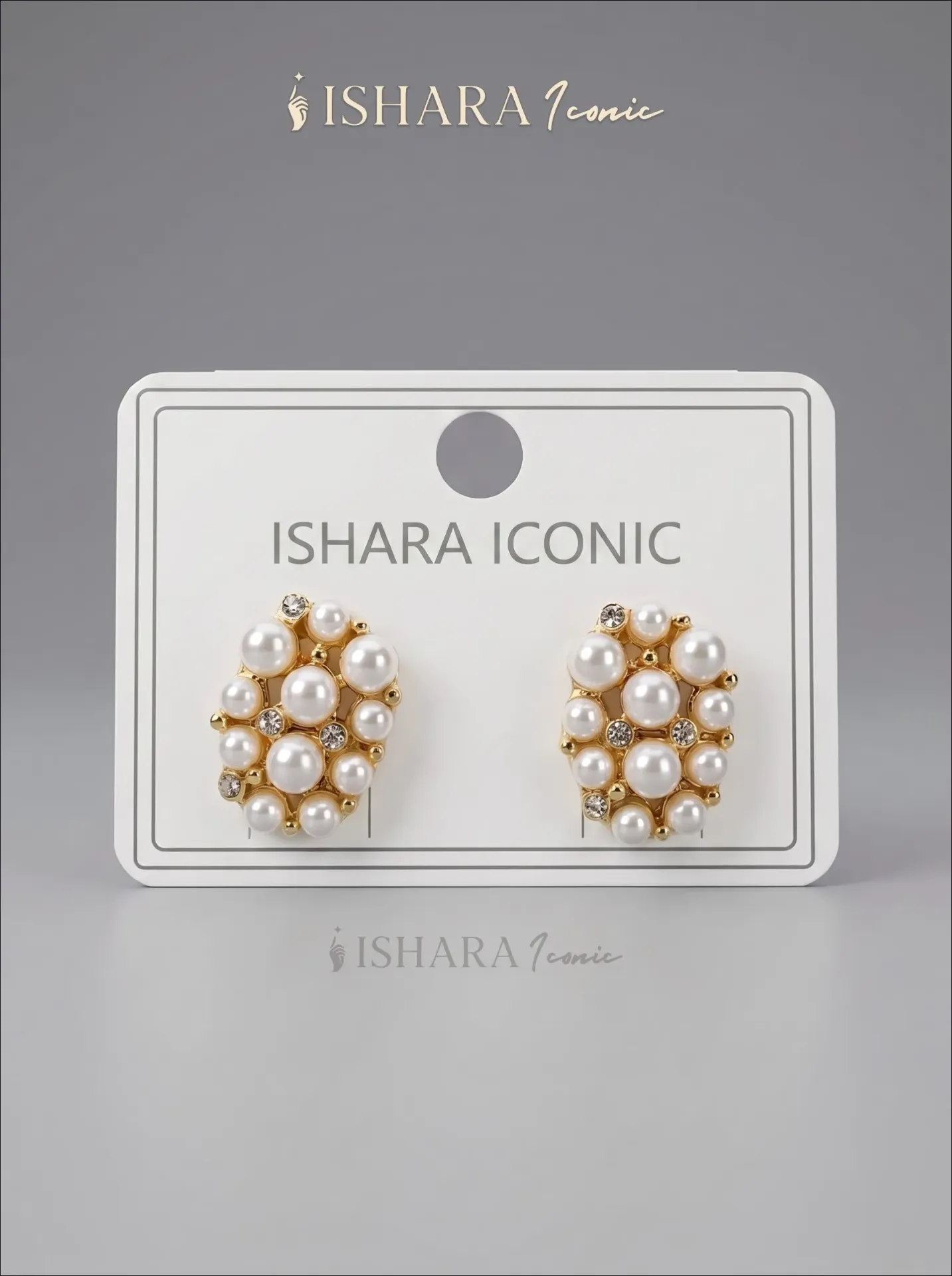 Oval Flat Pearls & Dimonds Gold Earrings