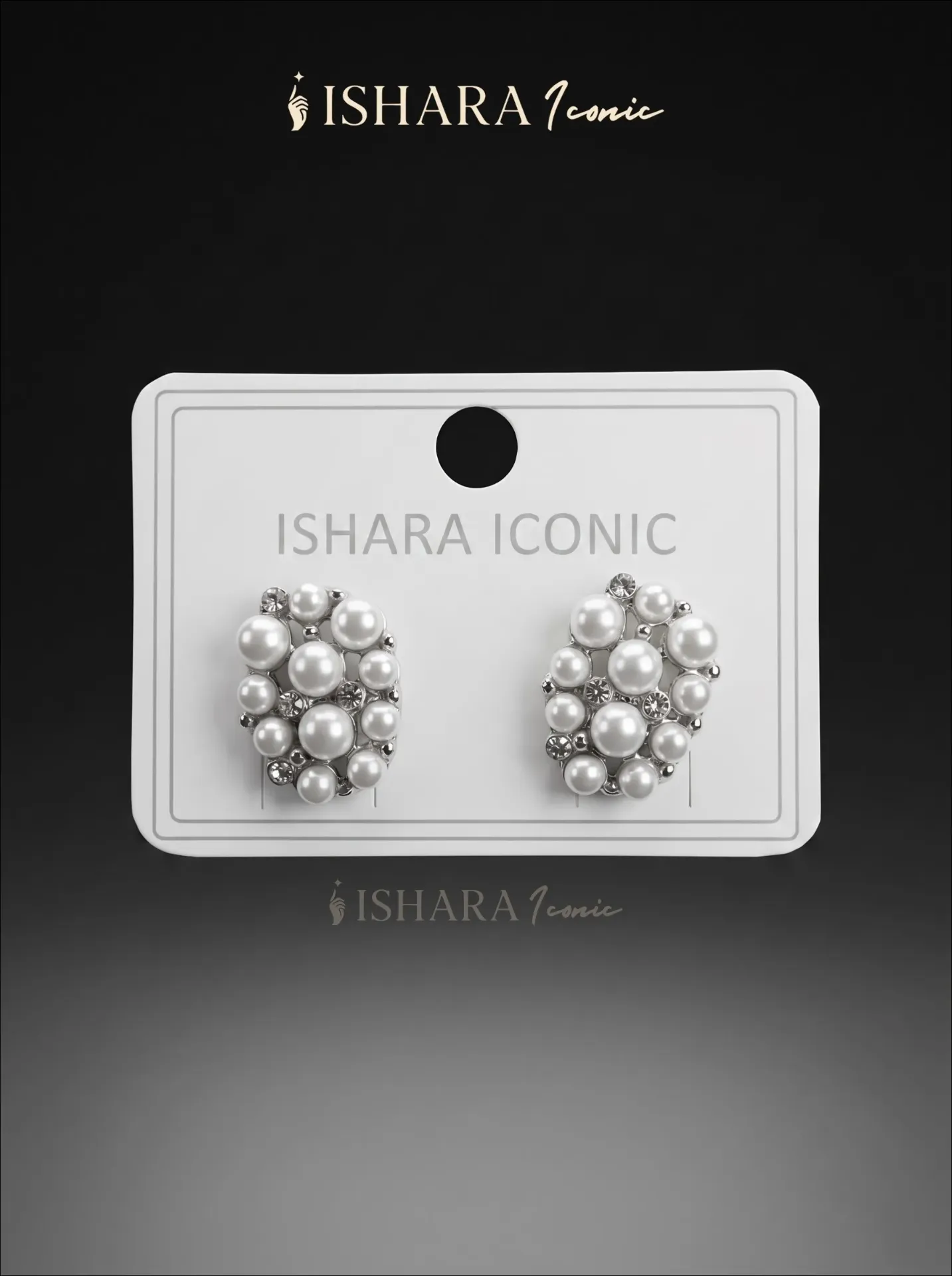 Oval Flat Pearls & Dimonds Silver Earrings