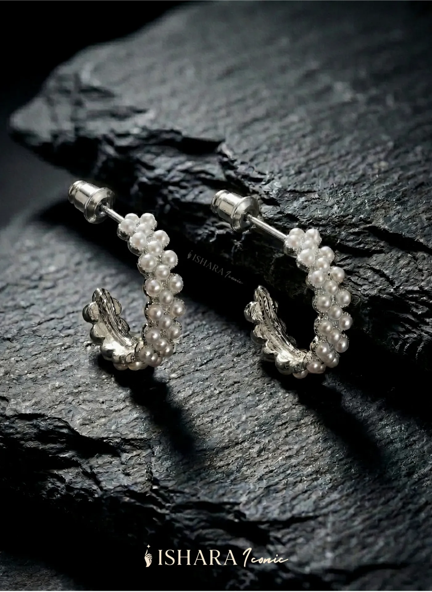 Hoop Pearls Silver Earrings