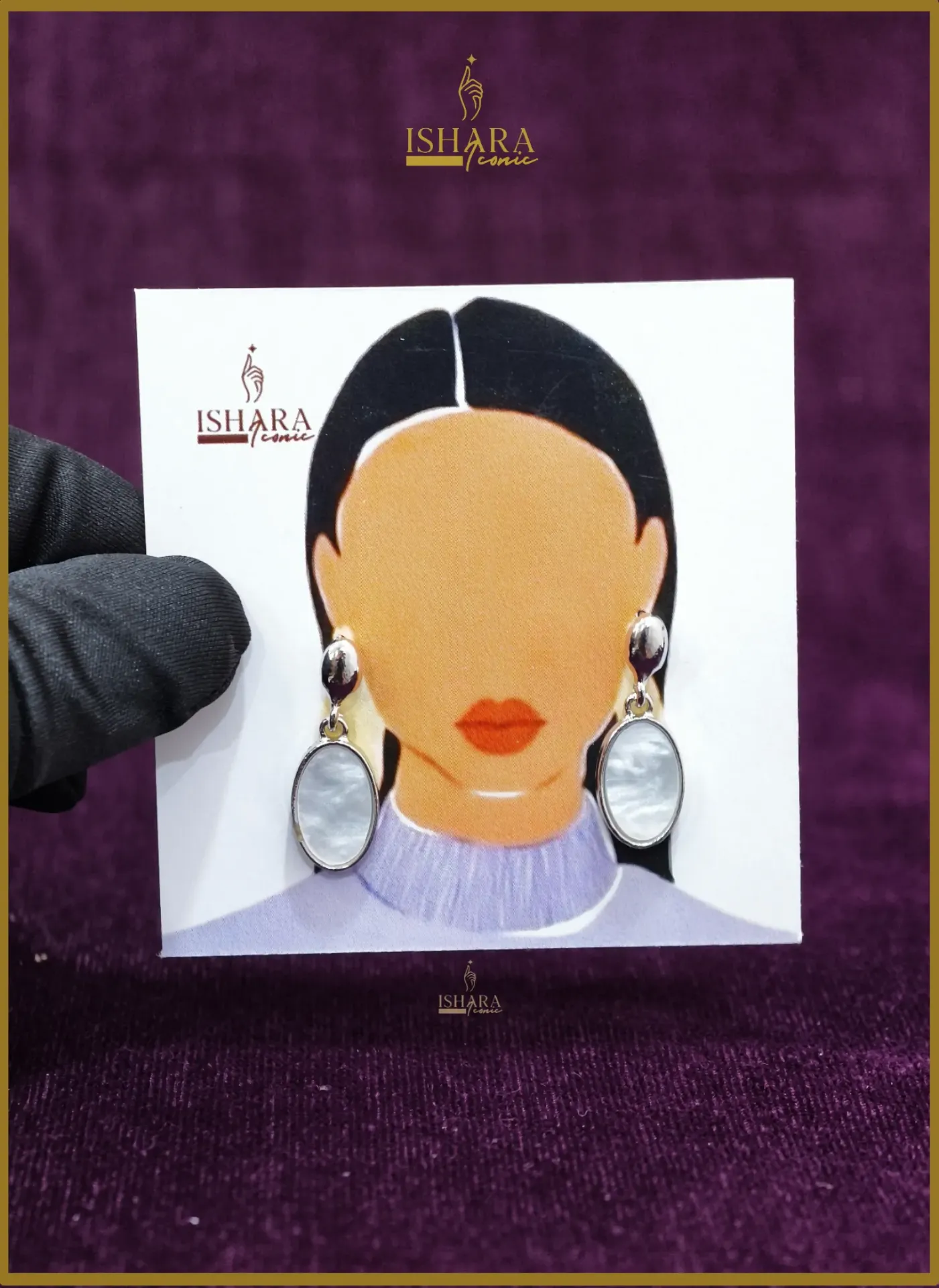 Mother of Pearl Oval Shape Silver Earrings