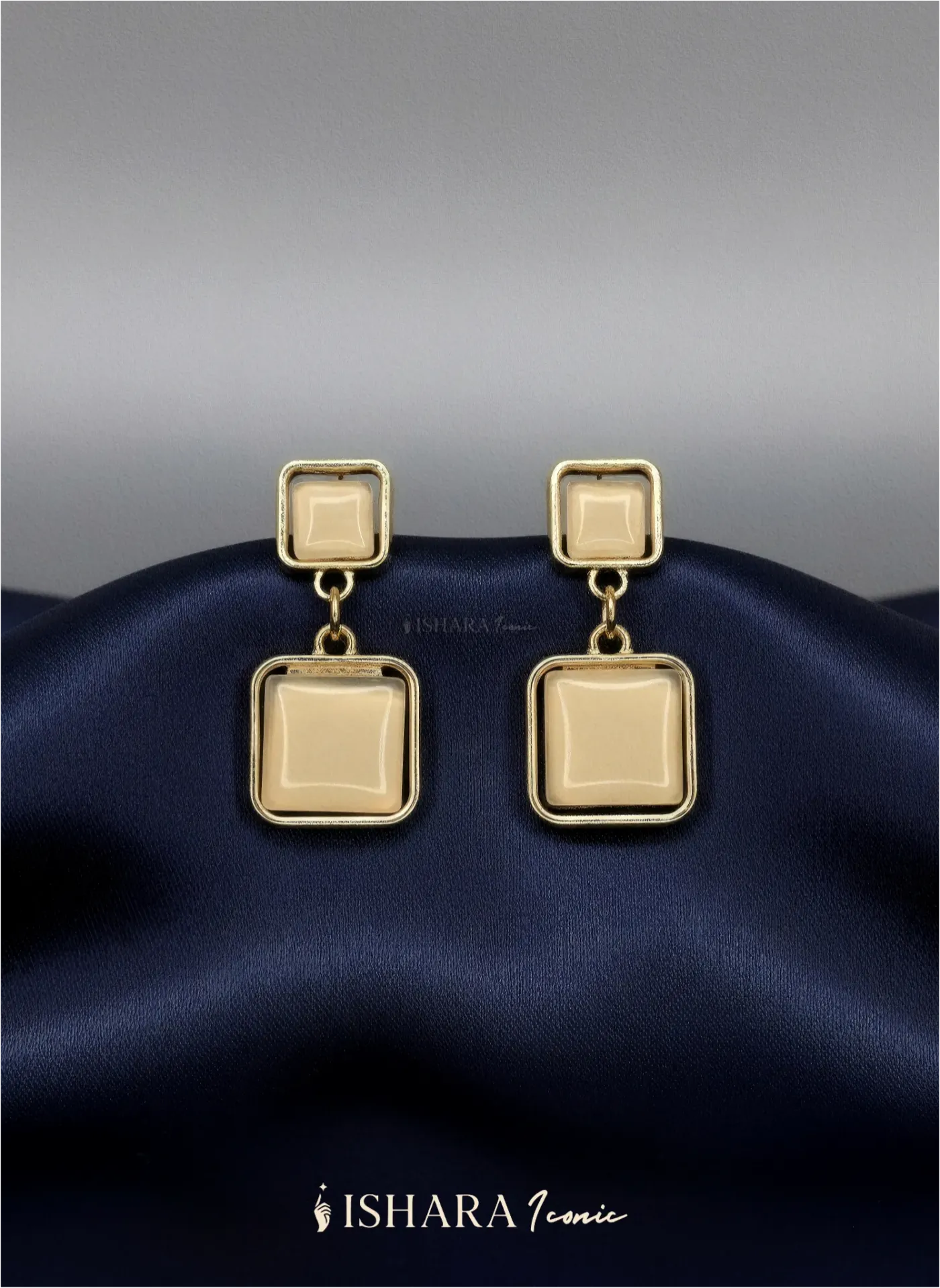 Elegant Square Gold Dangle Earrings