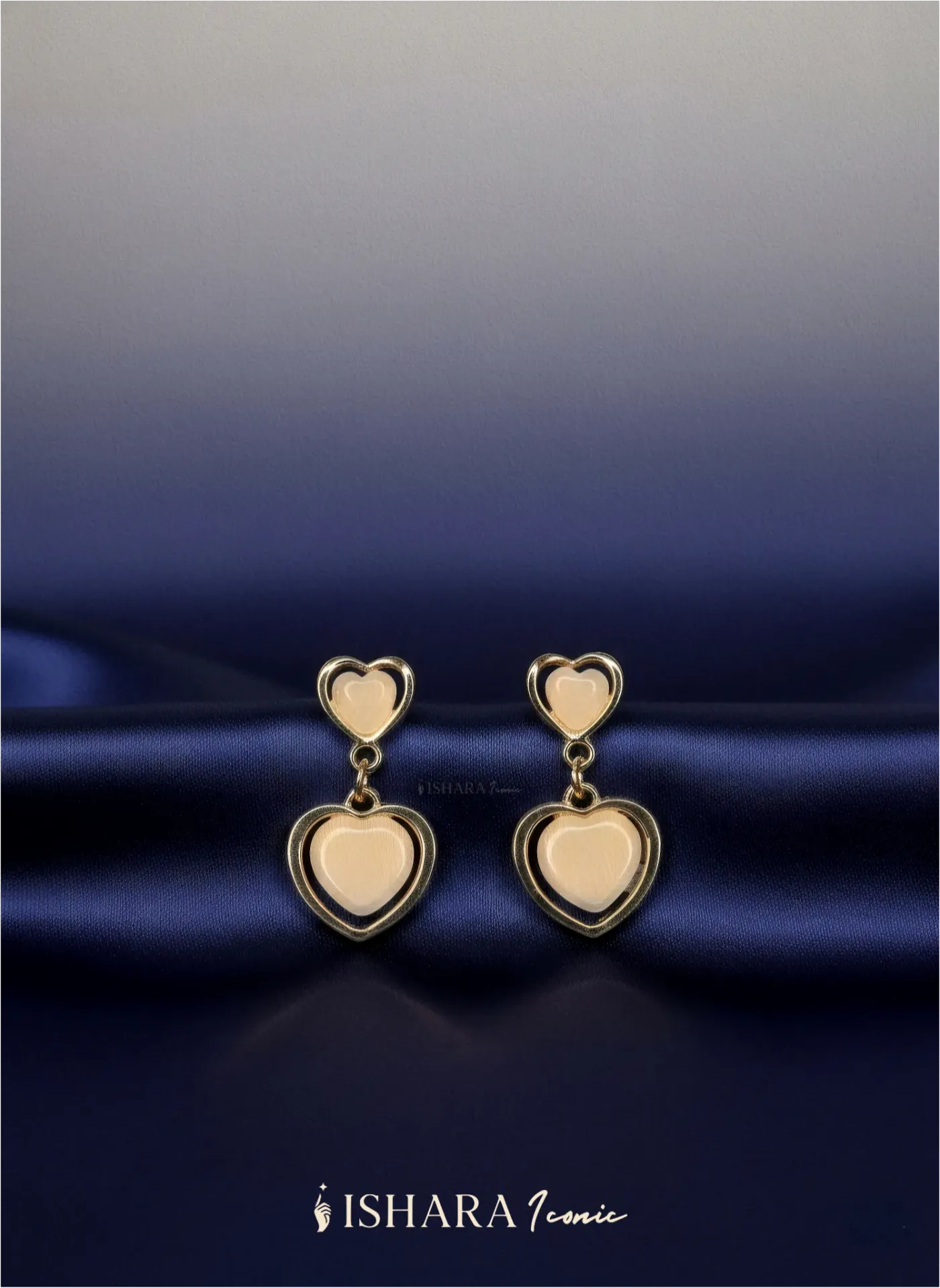 Elegant Heart Gold Dangle Earrings