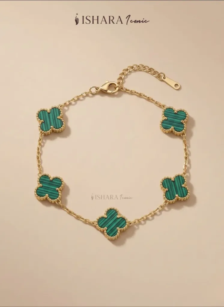 Gold Plated Green Clover Braslate