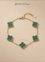 Gold Plated Green Clover Braslate