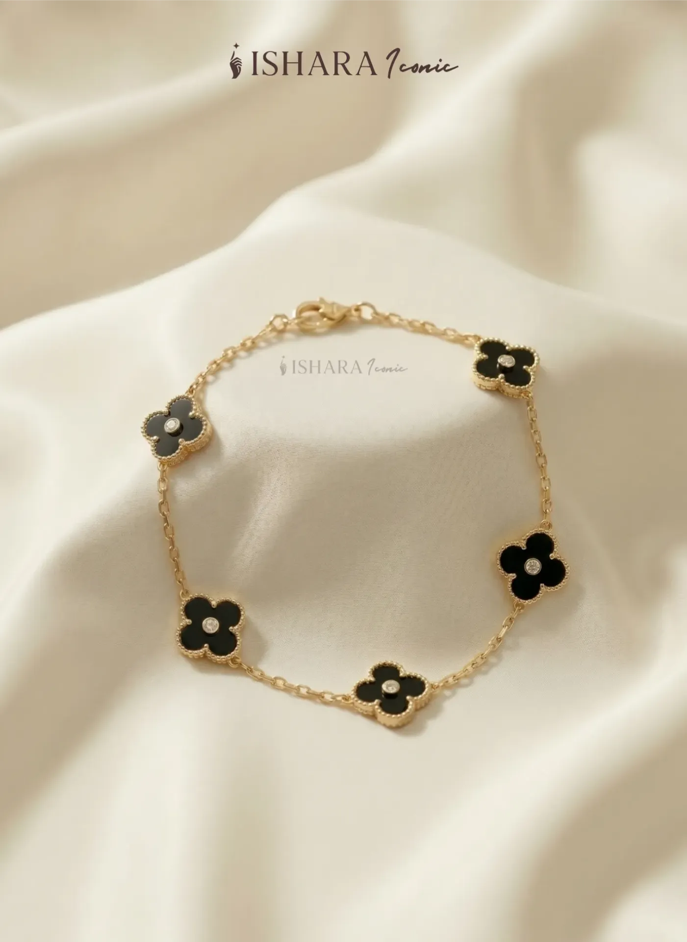 Gold Plated Black Clover Braslate