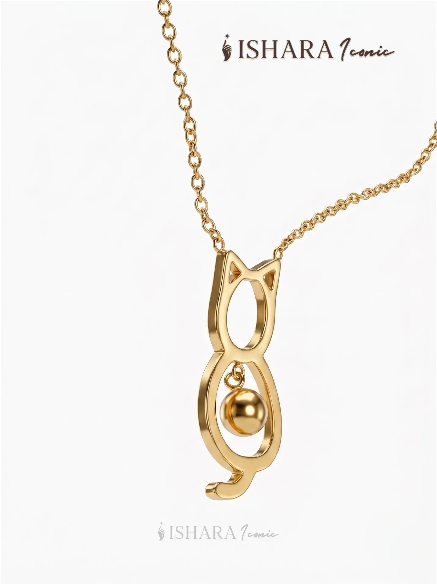 Gold Minimalist Cat Silhouette Pendant Necklace
