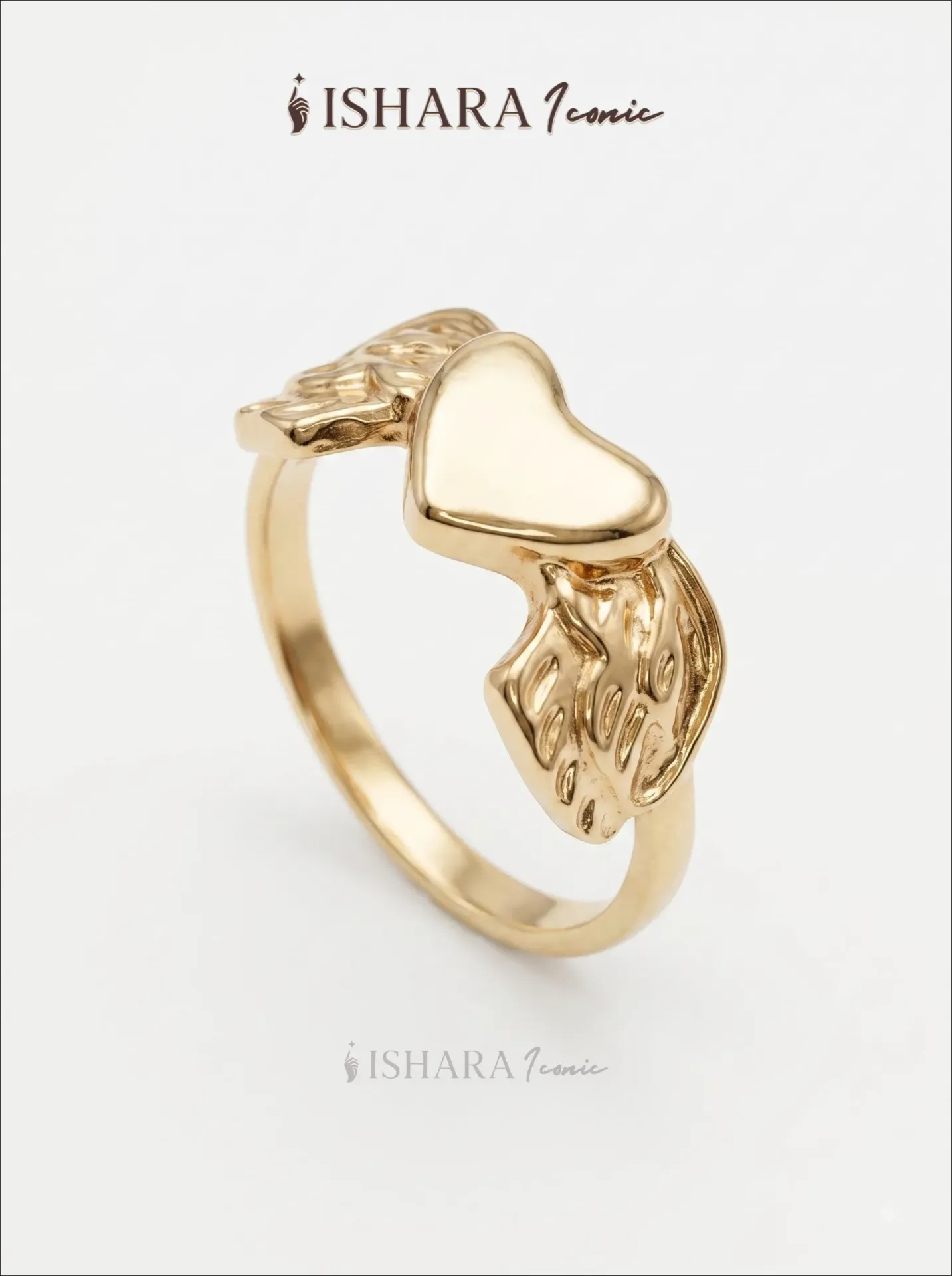 Gold Winged Heart Statement Ring