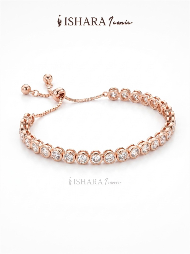 Rose Gold Bezel-Set Crystal Bolo Tennis Bracelet
