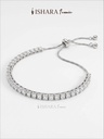 Silver Princess-Cut Crystal Bolo Tennis Bracelet