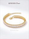 Gold Baguette-Cut Crystal Tennis Bracelet