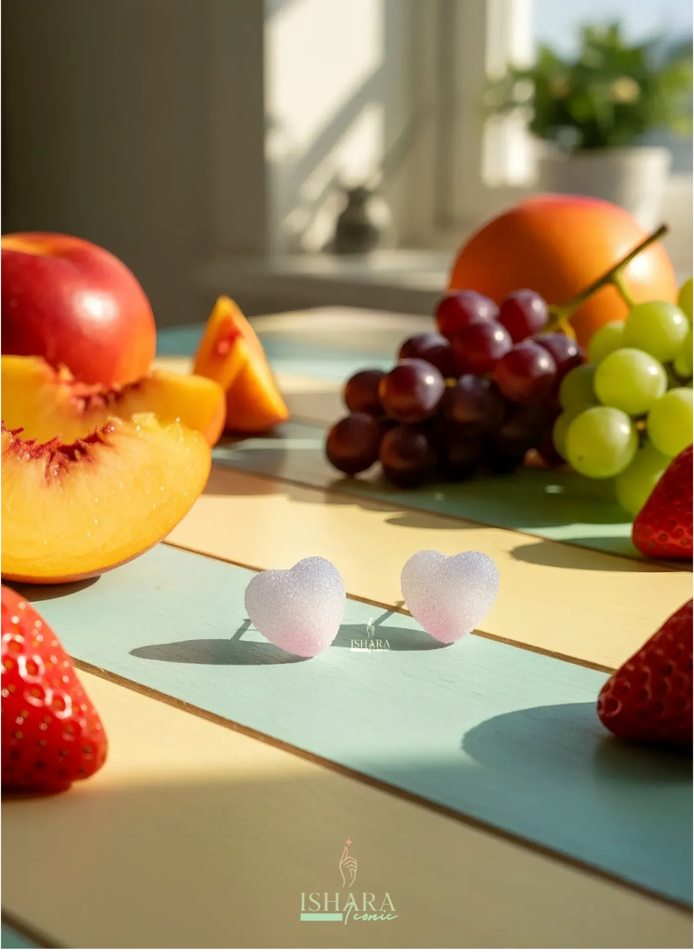 Frosted Candy Heart Stud Earrings