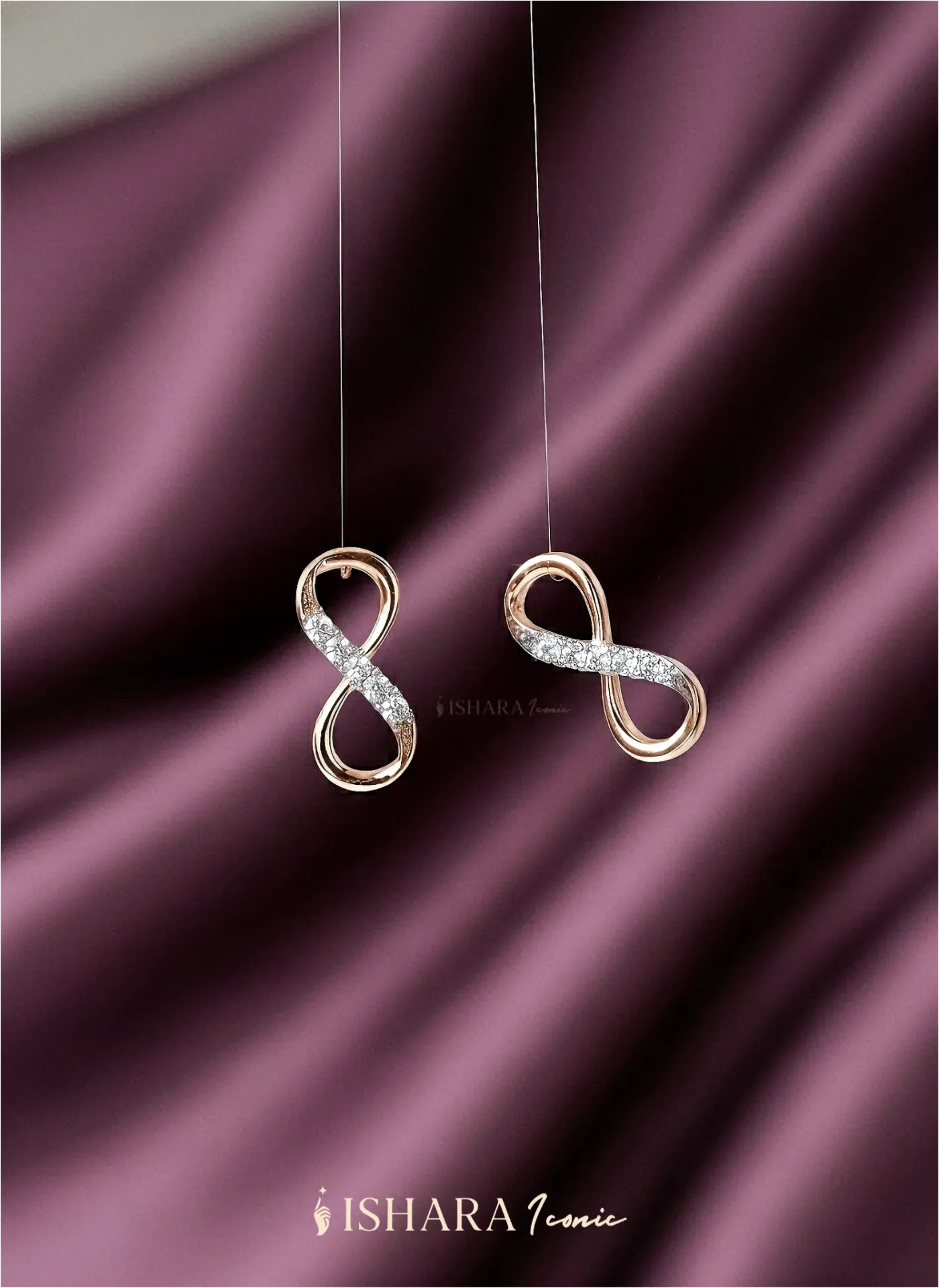 Crystal Infinity Drop Earrings (Rose Gold)