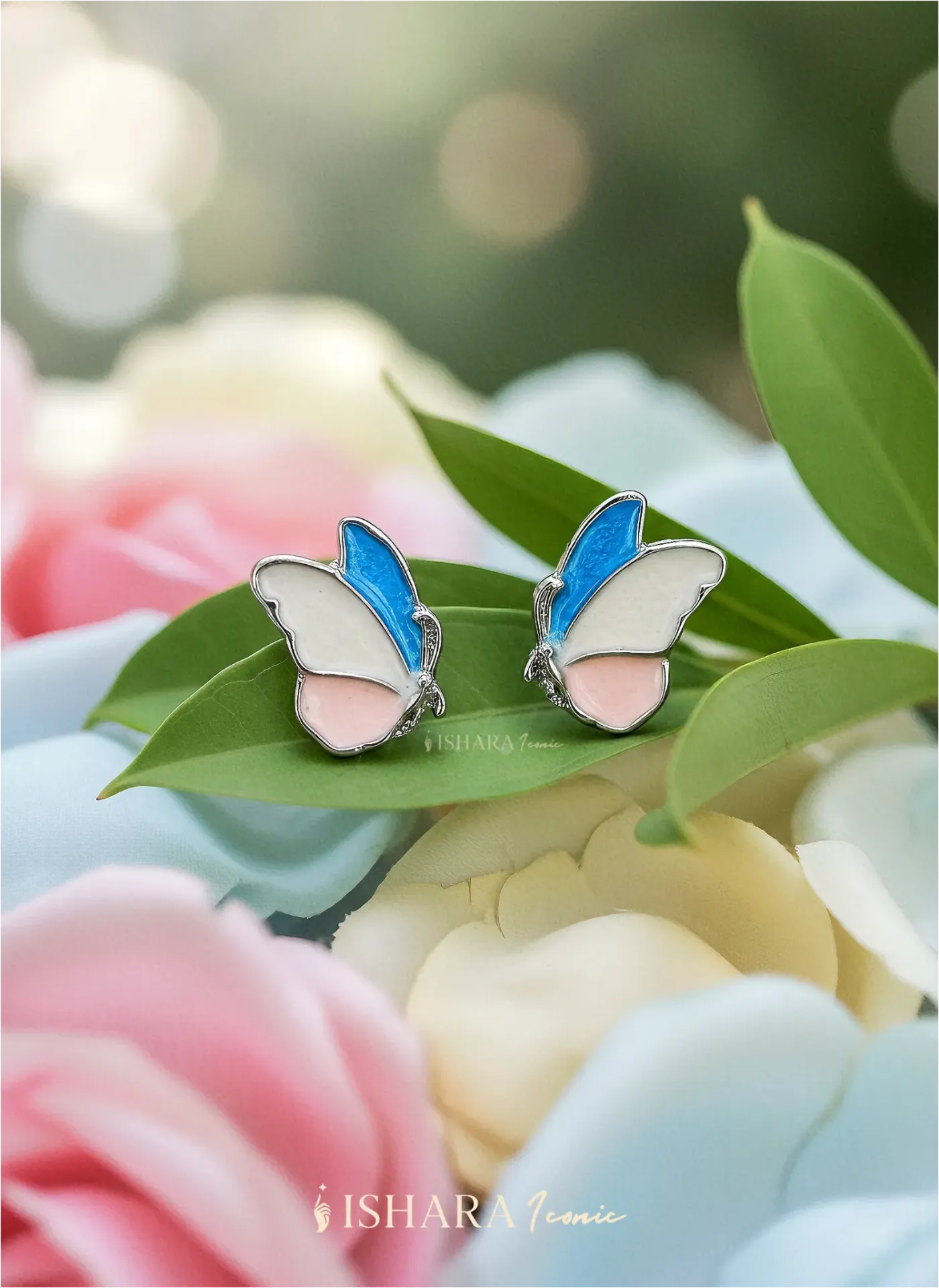 Pastel Enamel Butterfly Studs