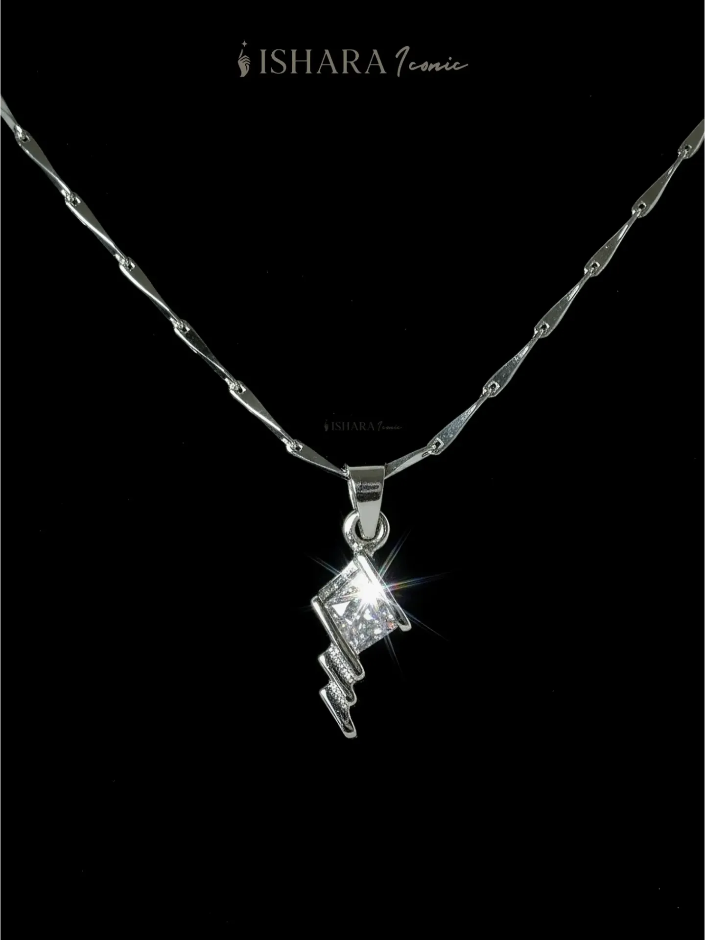 Geometric Crystal Drop Necklace