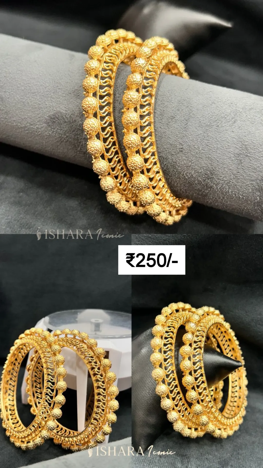 Traditional Rajwadi Gold-Finish Bangles (Set of 2)
