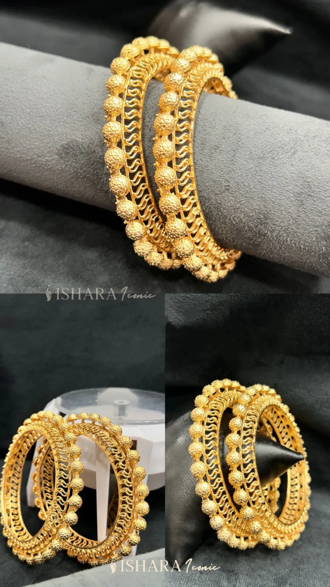 Traditional Rajwadi Gold-Finish Bangles (Set of 2)