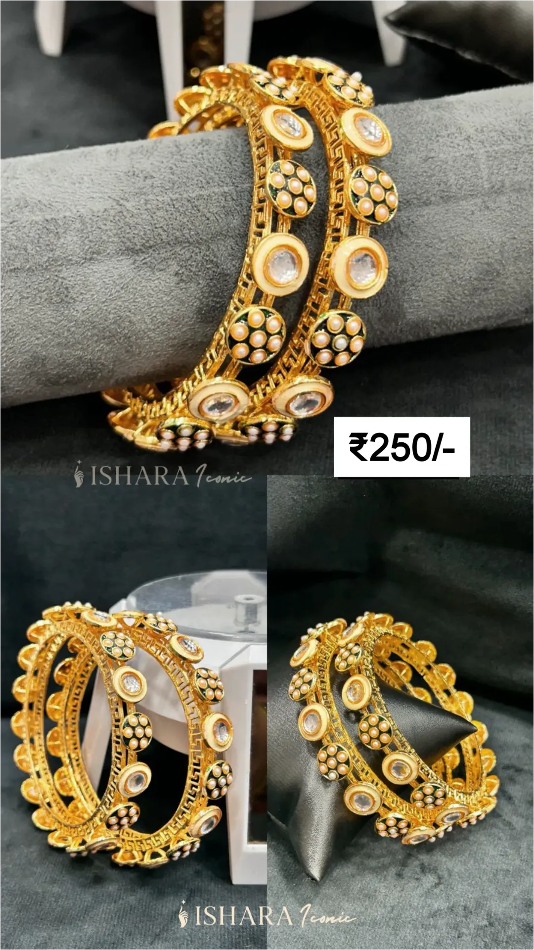 Kundan & Meenakari Statement Bangles (Set of 2)