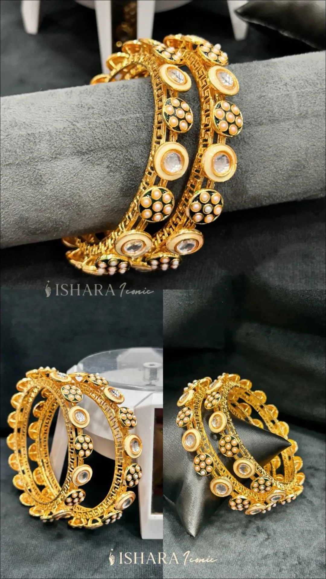 Kundan & Meenakari Statement Bangles (Set of 2)