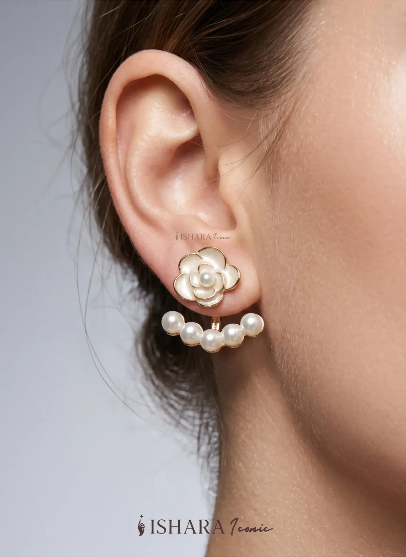 Pearl Bloom: 2 in 1 Enamel Flower & Pearl Ear Jackets